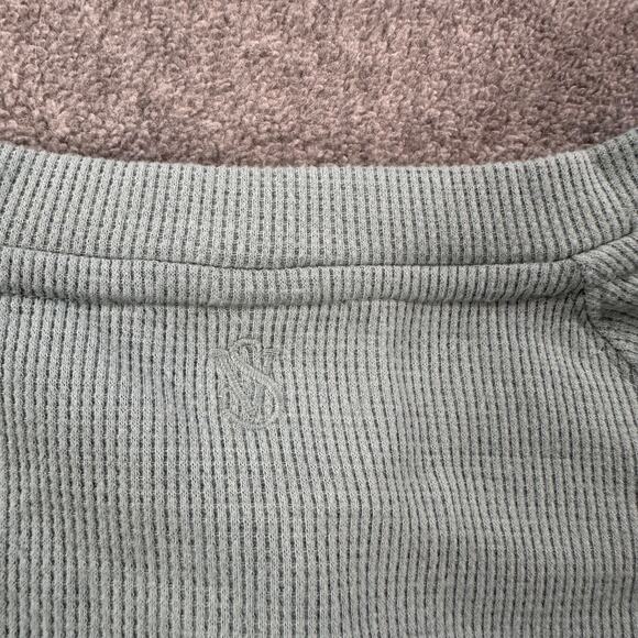 Victoria's Secret Waffle Knit Pajama Top Women's Small Green Thermal Lounge - Picture 7 of 7